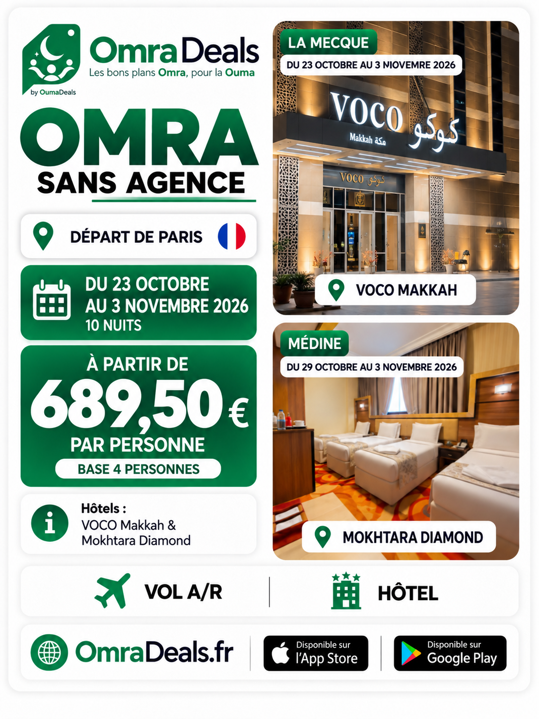 Omra depuis Paris – Vacances d’octobre à 689,50 €