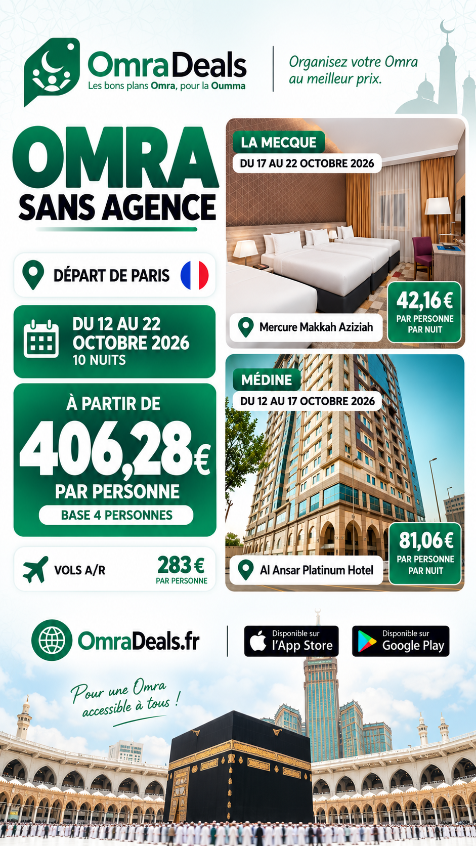 Omra sans agence au départ de Paris en Octobre