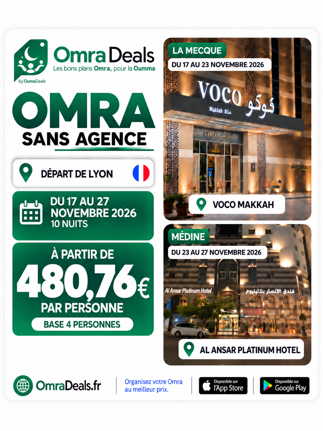 Package Omra : Vol + Hôtels au départ de Lyon
